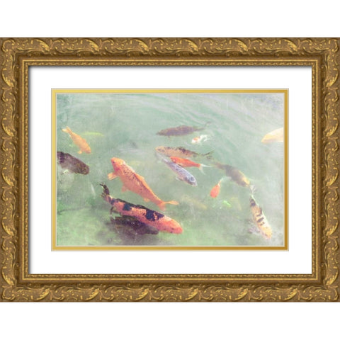 Koi Reflections II Gold Ornate Wood Framed Art Print with Double Matting by Ludwig, Alicia
