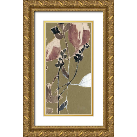 Mauve on Olive II Gold Ornate Wood Framed Art Print with Double Matting by Goldberger, Jennifer