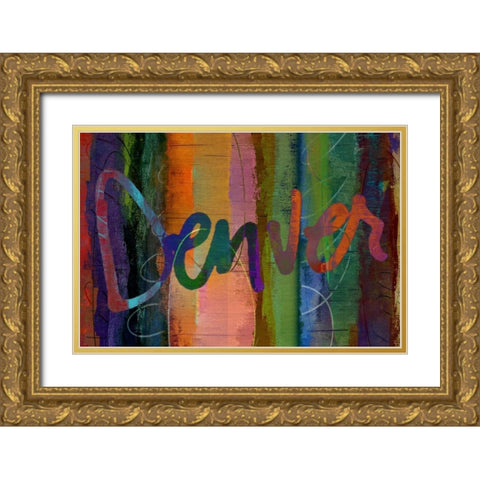 Abstract Denver Gold Ornate Wood Framed Art Print with Double Matting by Jasper, Sisa