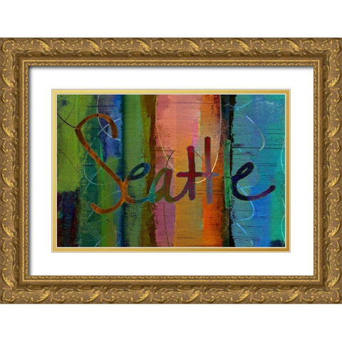 Abstract Seattle Gold Ornate Wood Framed Art Print with Double Matting by Jasper, Sisa