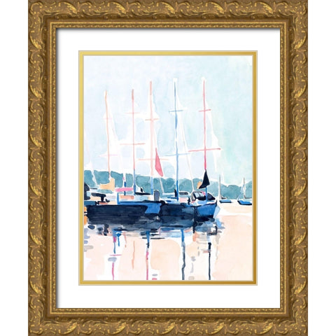 Watercolor Boat Club I Gold Ornate Wood Framed Art Print with Double Matting by Scarvey, Emma