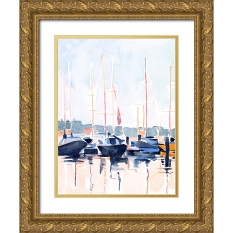 Watercolor Boat Club II Gold Ornate Wood Framed Art Print with Double Matting by Scarvey, Emma