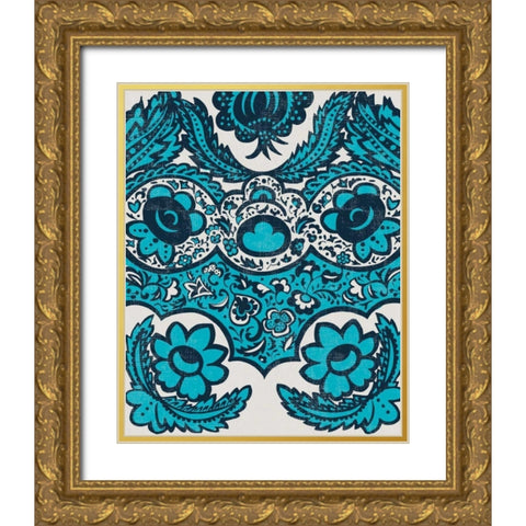 Graphic Damask I Gold Ornate Wood Framed Art Print with Double Matting by Zarris, Chariklia