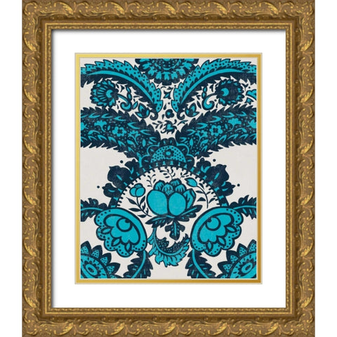 Graphic Damask II Gold Ornate Wood Framed Art Print with Double Matting by Zarris, Chariklia