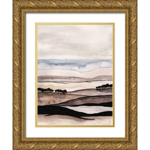 Watercolor Strata I Gold Ornate Wood Framed Art Print with Double Matting by Popp, Grace