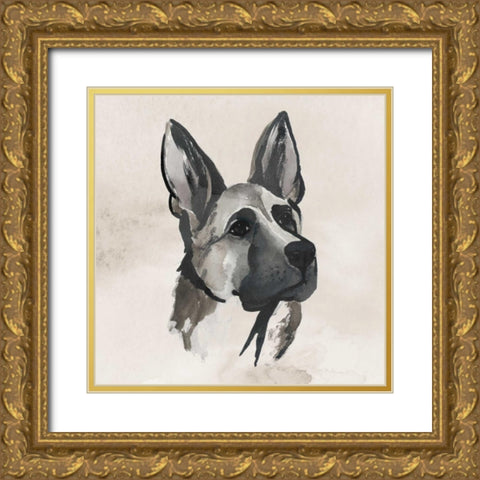 Inked Dogs IV Gold Ornate Wood Framed Art Print with Double Matting by Popp, Grace