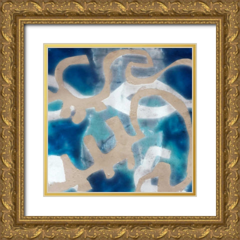 Indigo Tribal I Gold Ornate Wood Framed Art Print with Double Matting by Goldberger, Jennifer