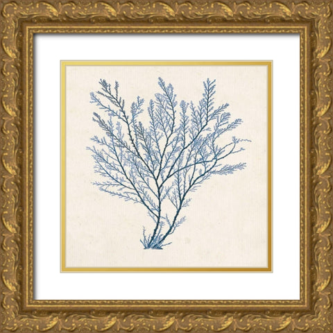 Indigo Algae II Gold Ornate Wood Framed Art Print with Double Matting by Goldberger, Jennifer