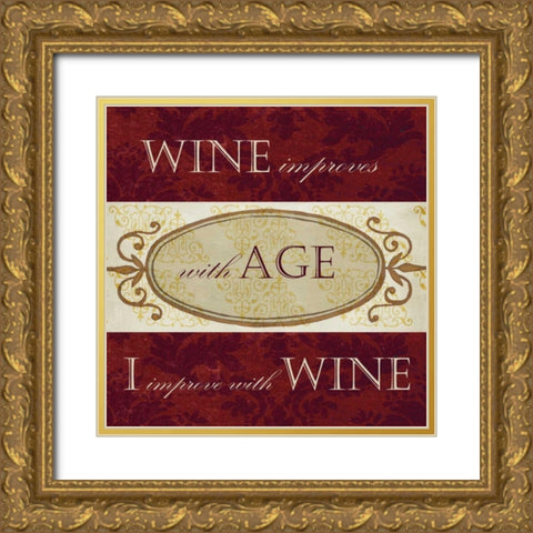 Wine Phrases III Gold Ornate Wood Framed Art Print with Double Matting by Studio W
