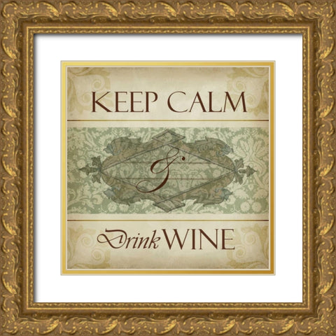 Wine Phrases V Gold Ornate Wood Framed Art Print with Double Matting by Studio W