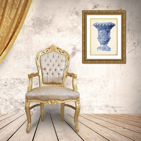 Palace Urns In Indigo II Gold Ornate Wood Framed Art Print with Double Matting by Vision Studio