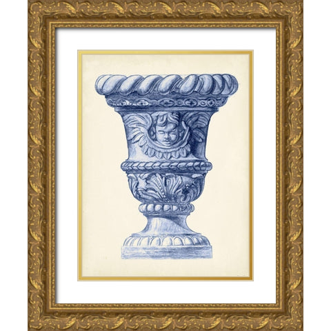 Palace Urns in Indigo IV Gold Ornate Wood Framed Art Print with Double Matting by Vision Studio