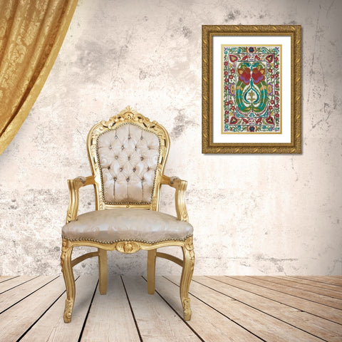 Batik Embroidery III Gold Ornate Wood Framed Art Print with Double Matting by Zarris, Chariklia