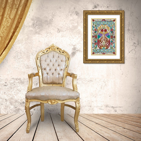 Batik Embroidery IV Gold Ornate Wood Framed Art Print with Double Matting by Zarris, Chariklia