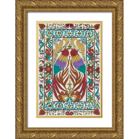 Batik Embroidery IV Gold Ornate Wood Framed Art Print with Double Matting by Zarris, Chariklia