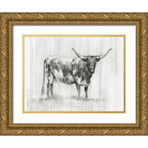 Rustic Bovine I Gold Ornate Wood Framed Art Print with Double Matting by Harper, Ethan