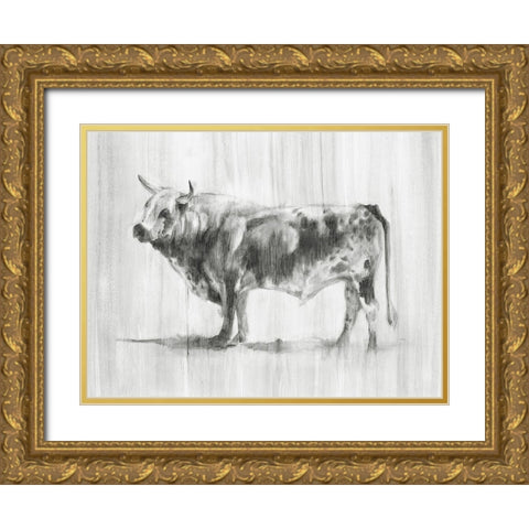 Rustic Bovine II Gold Ornate Wood Framed Art Print with Double Matting by Harper, Ethan