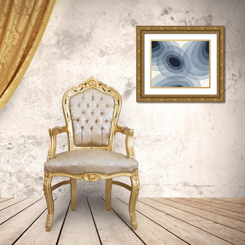 Indigo Ovals I Gold Ornate Wood Framed Art Print with Double Matting by Galapon, Nikki