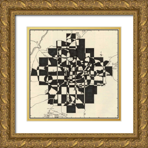 Modern Map of Atlanta Gold Ornate Wood Framed Art Print with Double Matting by Galapon, Nikki