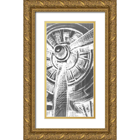 Graphic Propeller Triptych II Gold Ornate Wood Framed Art Print with Double Matting by Harper, Ethan