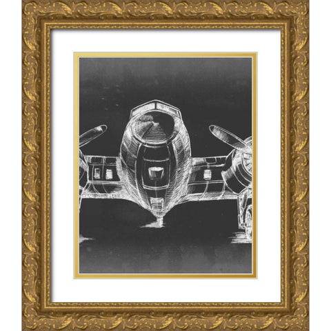 Graphic Plane Triptych II Gold Ornate Wood Framed Art Print with Double Matting by Harper, Ethan