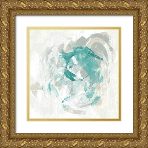 Teal Fog I Gold Ornate Wood Framed Art Print with Double Matting by Vess, June Erica