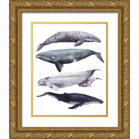 Whale Stack I Gold Ornate Wood Framed Art Print with Double Matting by Popp, Grace