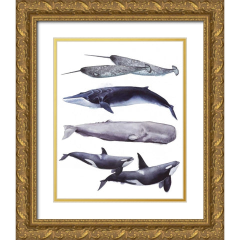 Whale Stack II Gold Ornate Wood Framed Art Print with Double Matting by Popp, Grace
