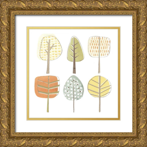 Pattern Grove I Gold Ornate Wood Framed Art Print with Double Matting by Vess, June Erica