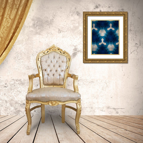 Sapphire Frost I Gold Ornate Wood Framed Art Print with Double Matting by Stramel, Renee W.