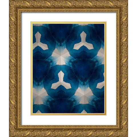 Sapphire Frost I Gold Ornate Wood Framed Art Print with Double Matting by Stramel, Renee W.