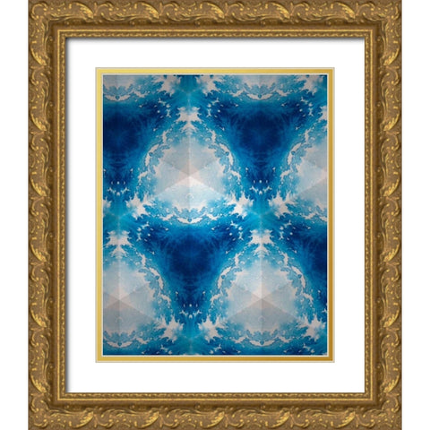 Sapphire Frost III Gold Ornate Wood Framed Art Print with Double Matting by Stramel, Renee W.