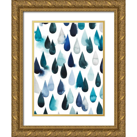 Water Drops I Gold Ornate Wood Framed Art Print with Double Matting by Popp, Grace