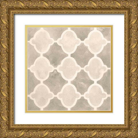 Neutral Watercolor Tile II Gold Ornate Wood Framed Art Print with Double Matting by Vess, June Erica