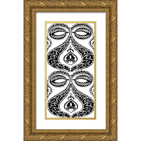 BandW Arabesque Panels I Gold Ornate Wood Framed Art Print with Double Matting by Zarris, Chariklia