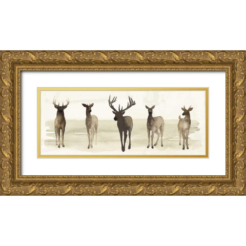 Deer Line II Gold Ornate Wood Framed Art Print with Double Matting by Popp, Grace