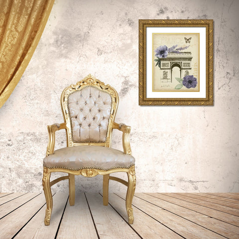 Paris Ephemera I Gold Ornate Wood Framed Art Print with Double Matting by Popp, Grace