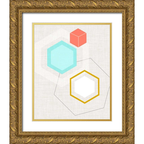 Mod Geometry I Gold Ornate Wood Framed Art Print with Double Matting by Fagalde, Jarman