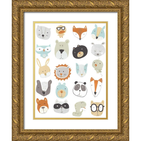 Friendly Faces Gold Ornate Wood Framed Art Print with Double Matting by Vess, June Erica