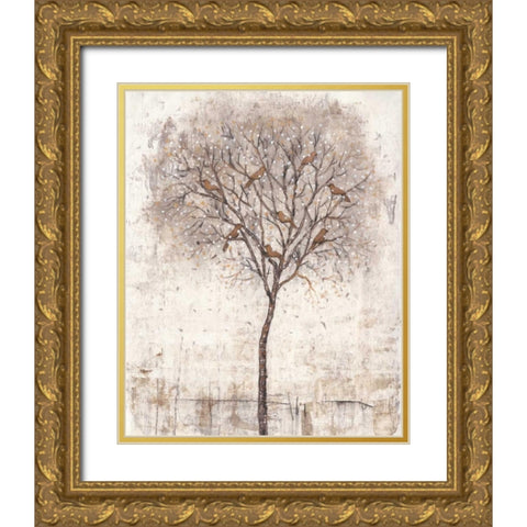 Tree of Birds I Gold Ornate Wood Framed Art Print with Double Matting by OToole, Tim