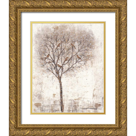 Tree of Birds II Gold Ornate Wood Framed Art Print with Double Matting by OToole, Tim