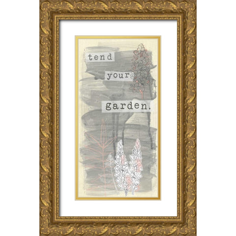 Garden Scrapbook V Gold Ornate Wood Framed Art Print with Double Matting by Vess, June Erica