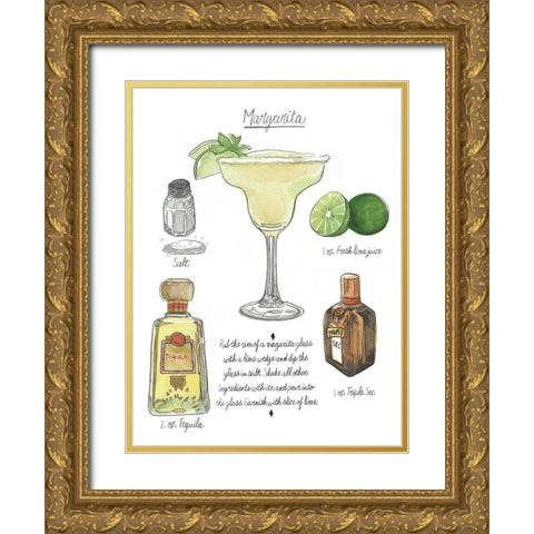 Classic Cocktail - Margarita Gold Ornate Wood Framed Art Print with Double Matting by McCavitt, Naomi