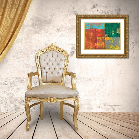 Colorful Leaf Imprint I Gold Ornate Wood Framed Art Print with Double Matting by Ray, Elena