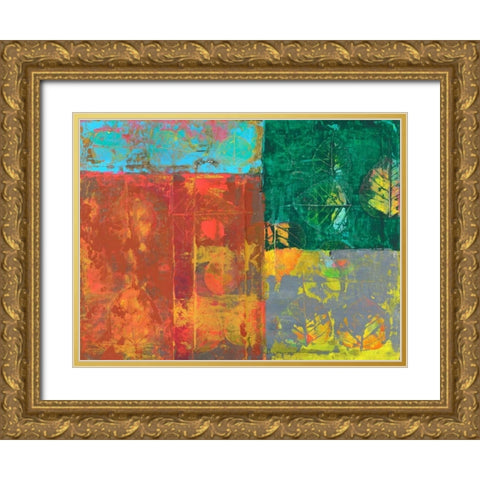 Colorful Leaf Imprint I Gold Ornate Wood Framed Art Print with Double Matting by Ray, Elena