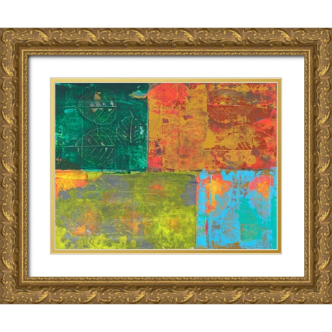 Colorful Leaf Imprint II Gold Ornate Wood Framed Art Print with Double Matting by Ray, Elena