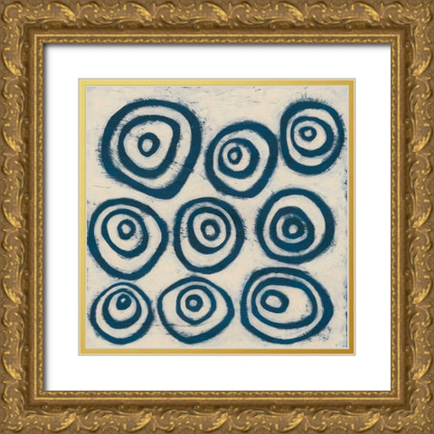 Indigo Signals I Gold Ornate Wood Framed Art Print with Double Matting by Vess, June Erica