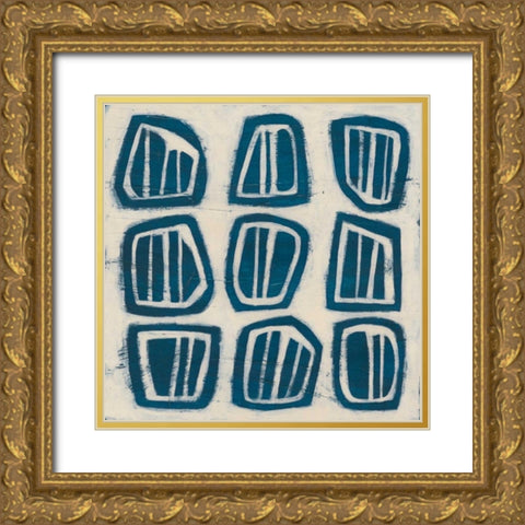 Indigo Signals III Gold Ornate Wood Framed Art Print with Double Matting by Vess, June Erica
