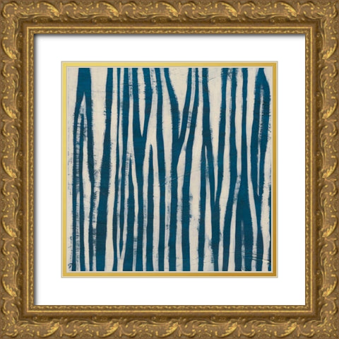 Indigo Signals VI Gold Ornate Wood Framed Art Print with Double Matting by Vess, June Erica