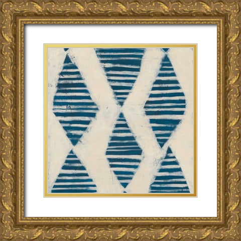 Indigo Signals VII Gold Ornate Wood Framed Art Print with Double Matting by Vess, June Erica